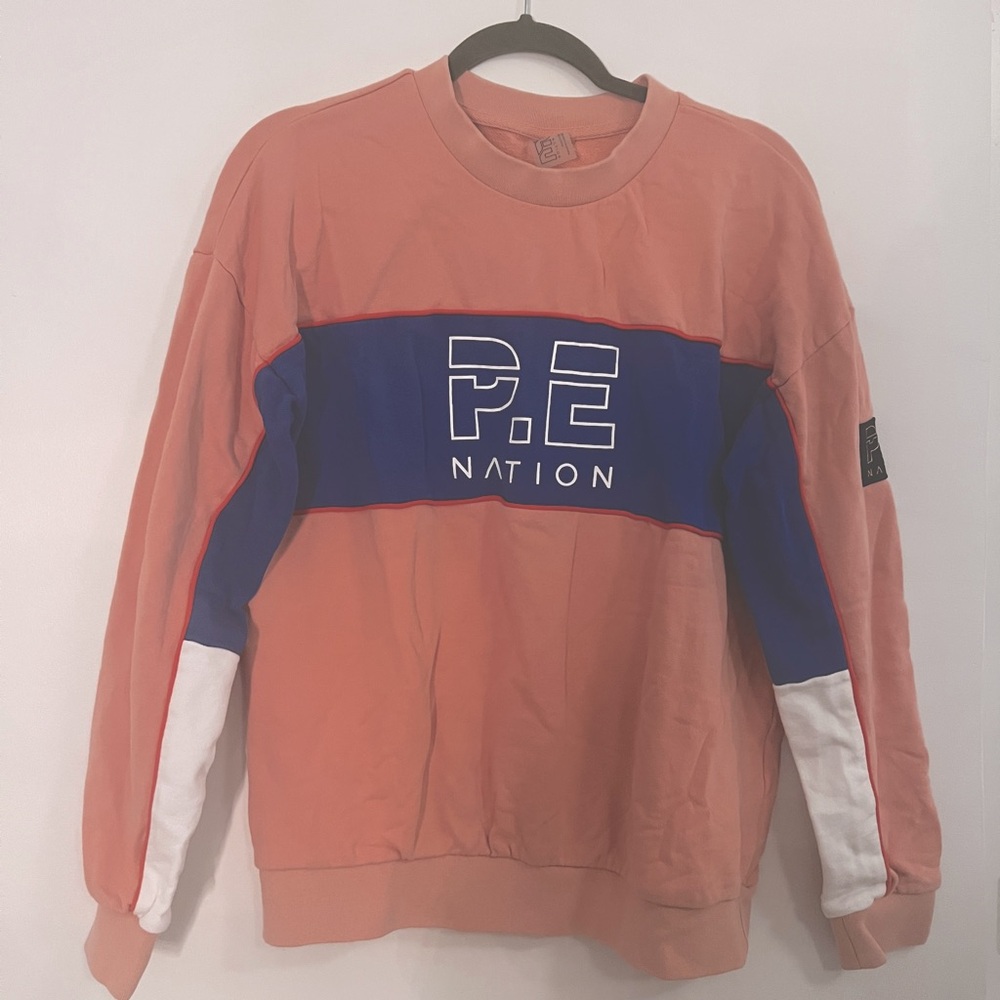 PE NATION Sonic logo color block French Terry sweater